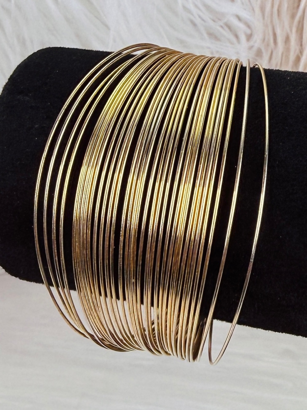 Vintage Goldtone Multi Wire Cuff Bracelet Modern Minimalist Statement